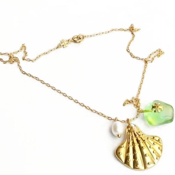 Tory Burch Green Ocean Shells Necklace & Bracelet Set - Picture 4 of 11